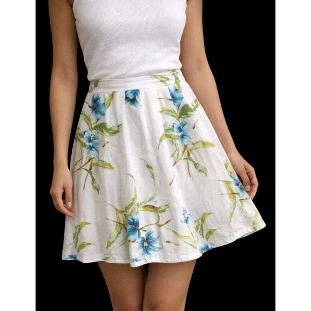 BUSHWACKER SKIRT SIZE 10 FLORAL FLARE PLEADED SIDE ZIP COTTON LINED